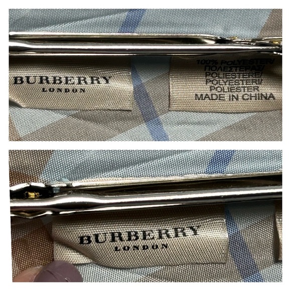 Vintage Burberry blue brown plaid collapsible umbrella wood handle storage bag - Picture 4 of 15